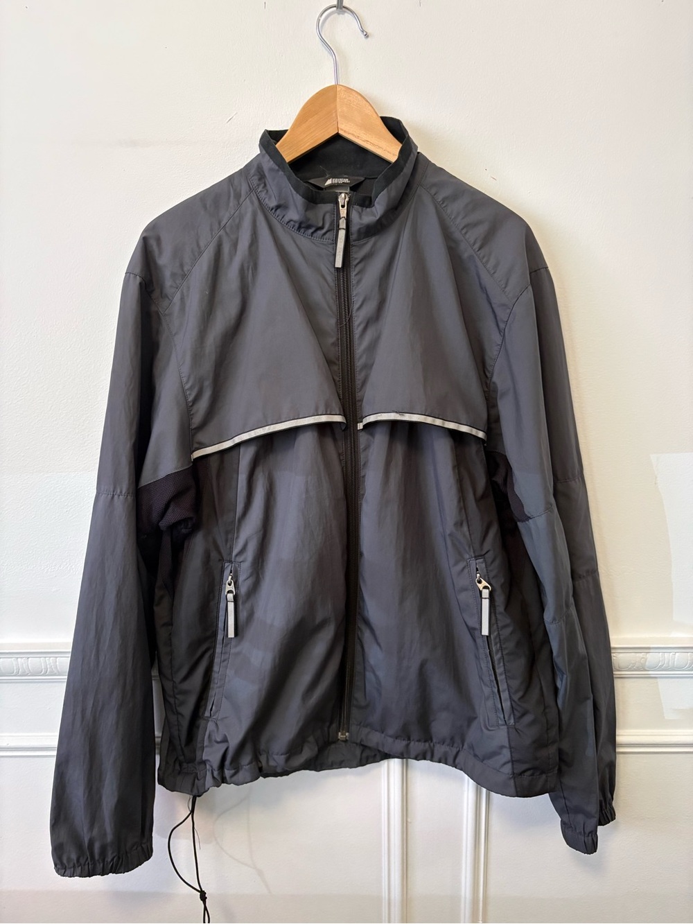 MEC Men's Dark Gray Windbreaker Jacket with Silver Accents